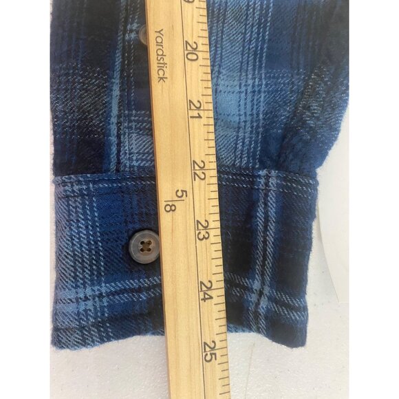 Jachs Mens Heritage Flannel Shirt Size L Blue Plaid Heavyweight Cotton Outdoors - Picture 9 of 10